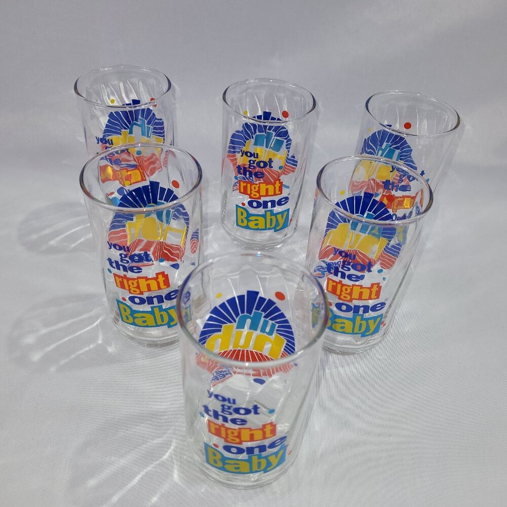 Pepsi Uh Huh Got the Right One Baby Vintage Glass Set 6 Soda Pop Glasses